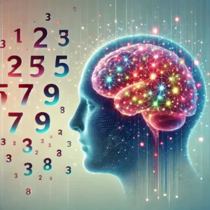 Dall·e 2024 09 19 21.44.36 A Detailed Illustration Of A Human Brain Next To A Set Of Random Numbers. The Brain Should Be Shown With Vibrant Neural Connections, Symbolizing Thoug